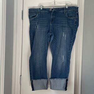 Kut from the Kloth Distressed Blue Denim Jeans 20W